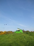 SX14136 Crows flying over Ralphie the green vw campervan.jpg
